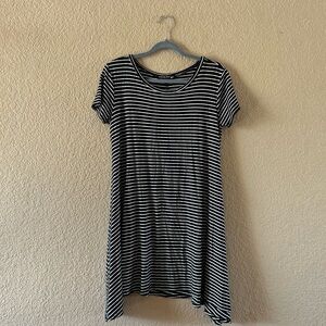 Living Doll Asymmetrical Black and White Striped Dress